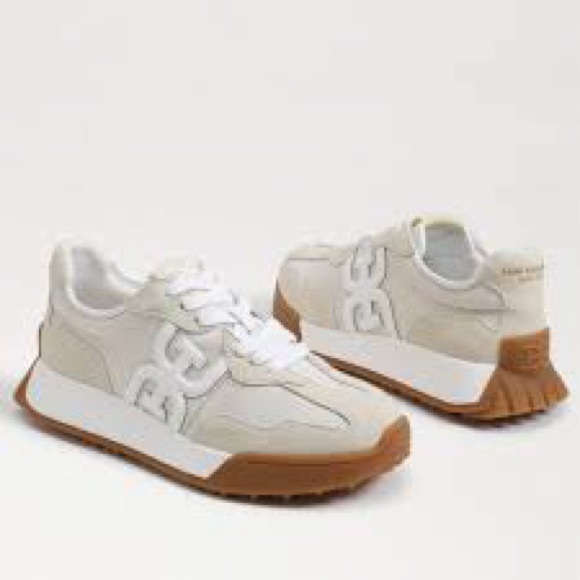 Sam Edelman Langley Lace Up Sneaker Cream Tan Size 9 - Picture 1 of 4